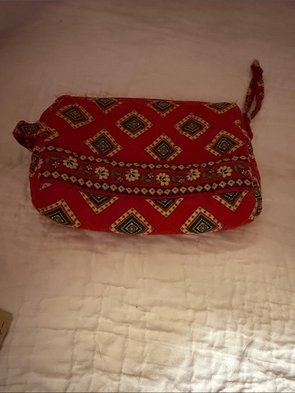 Vera Bradley Red Patterned Zip Wristlet Cosmetic Pouch